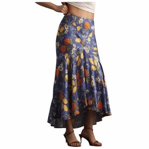 NWT Anthropologie Corey Lynn Calter Gilda Midi Skirt Size Large Blue Citrus